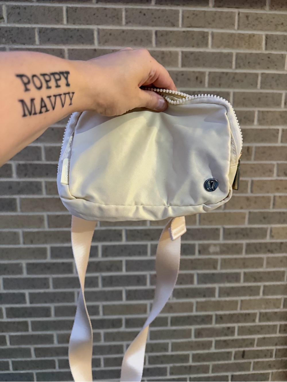 Lululemon Light Cream Crossbody Bag with Adjustable Strap